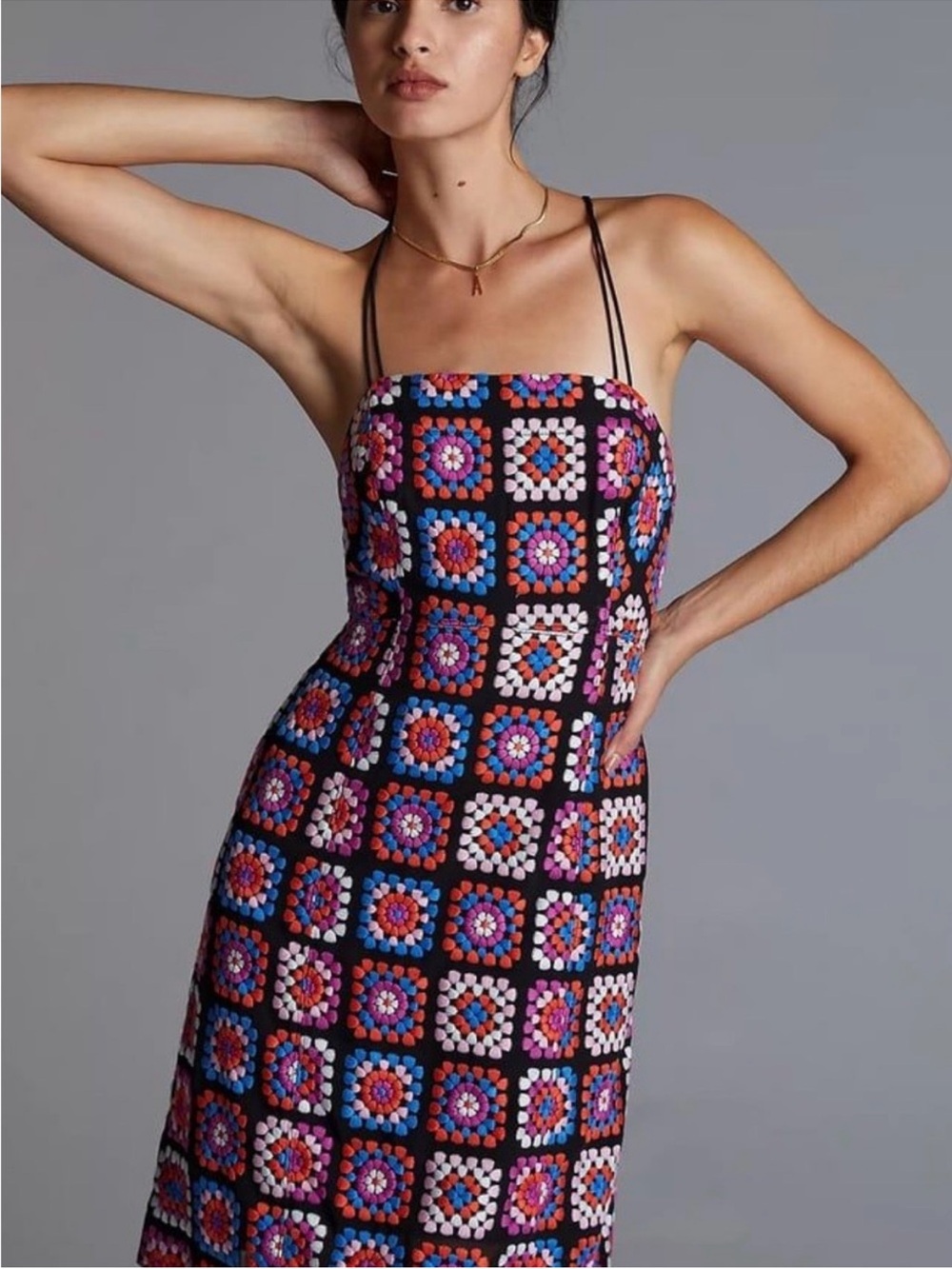 NWT Anthropologie Black Embroidered Mosaic Dress 6